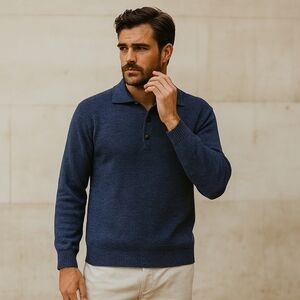 Gran Sasso Legend Made in Italy Virgin Wool-Blend Polo Sweater 